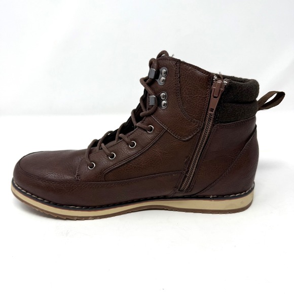 Steve Madden Brown Faux Leather Lace Up Side Zip Ankle Boots Kids Size 6 - Picture 11 of 12